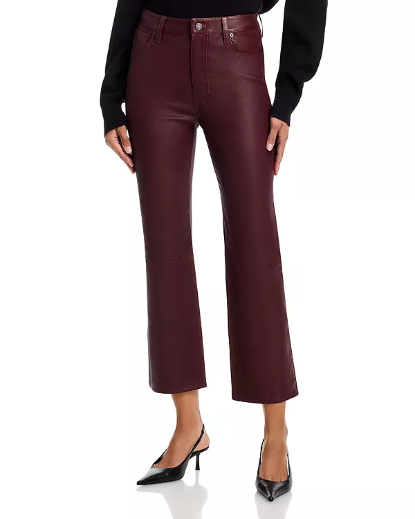 Кожаные джинсы с высокой посадкой и расклешенными штанинами цвета бордо. Frame, красный
Кожаные джинсы с высокой посадкой и расклешенными штанинами цвета бордо. Frame, красный