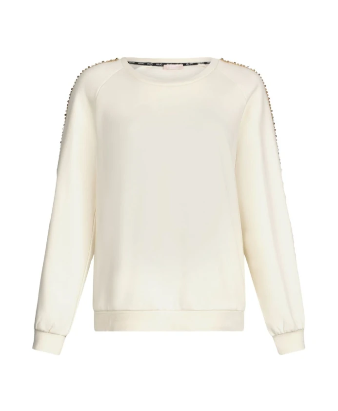 Белый свитер с круглым вырезом и отделкой из страз. Liu Jo, белый
Белый свитер с круглым вырезом и отделкой из страз. Liu Jo, белый