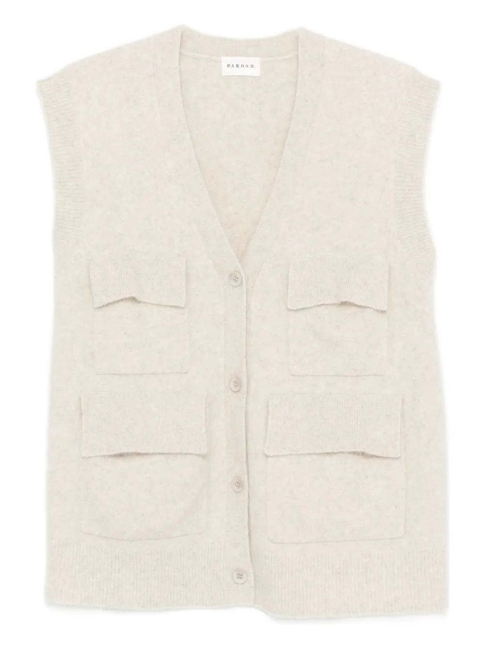 Кардиган на пуговицах без рукавов P.A.R.O.S.H., нейтральный 
Кардиган на пуговицах без рукавов P.A.R.O.S.H., нейтральный