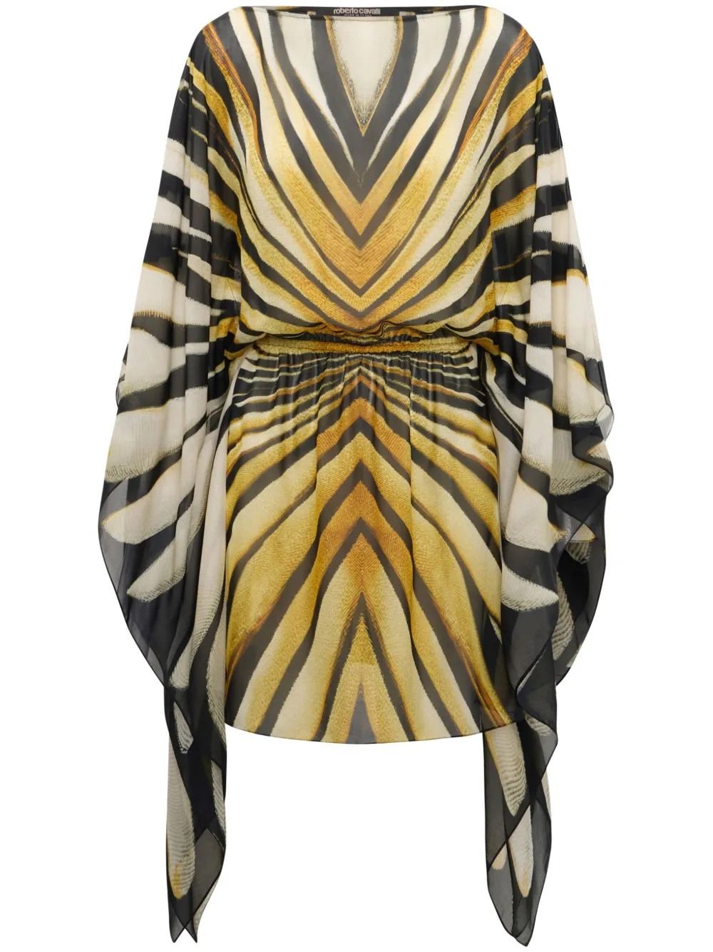 Шелковое платье с принтом Ray of Gold Roberto Cavalli, золотой 
Шелковое платье с принтом Ray of Gold Roberto Cavalli, золотой