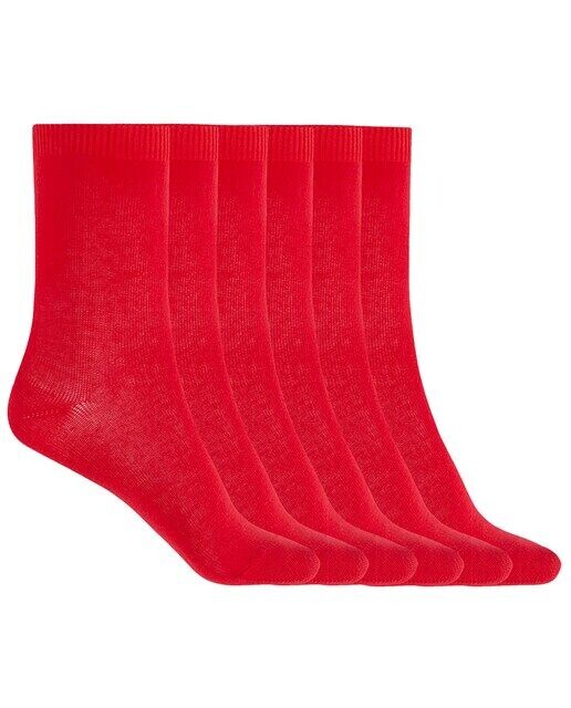 В упаковке 6 пар однотонных хлопковых носков Basix Punto Blanco, красный 
В упаковке 6 пар однотонных хлопковых носков Basix Punto Blanco, красный