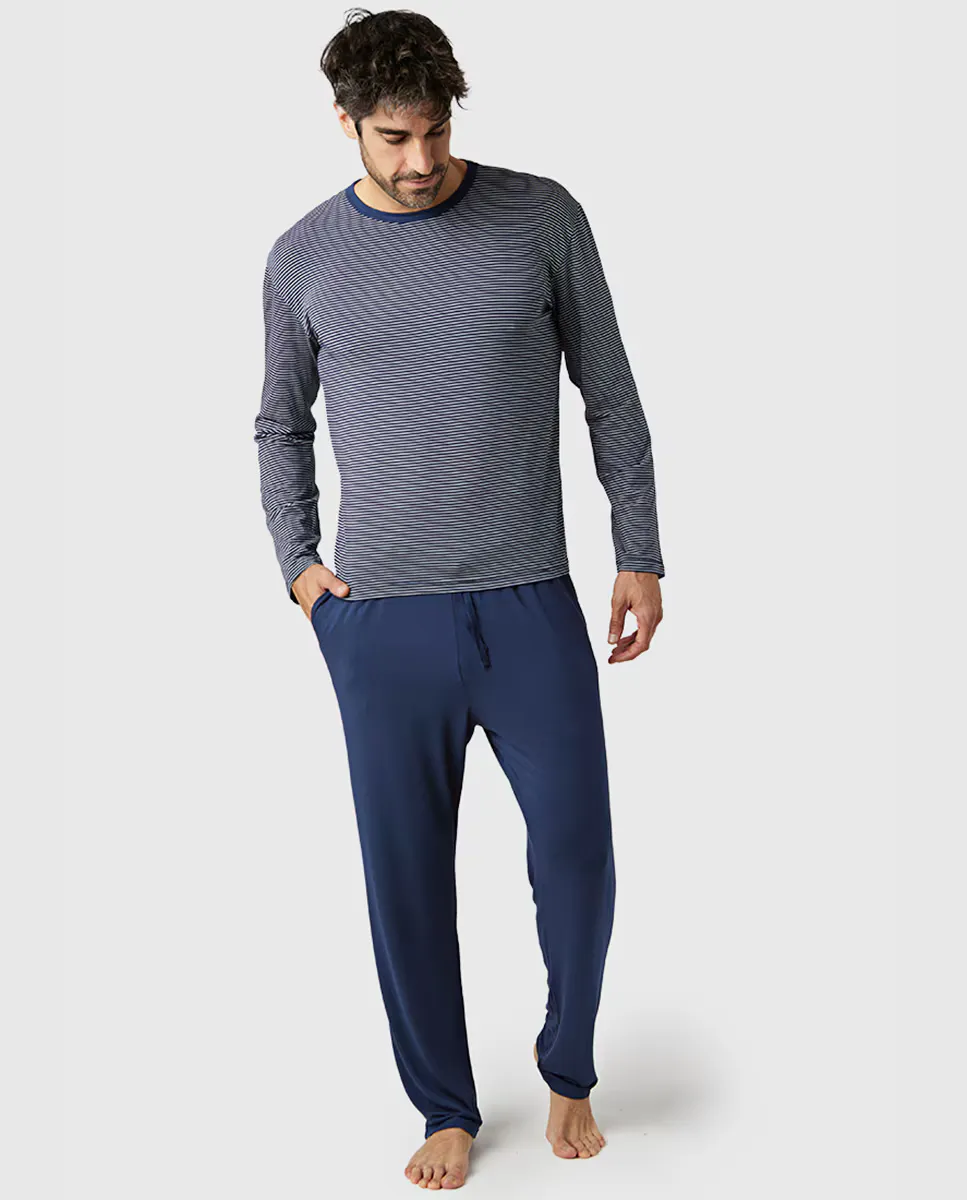 Мужская длинная темно-синяя пижама из модала ZD, темно-синий
Мужская длинная темно-синяя пижама из модала ZD, темно-синий