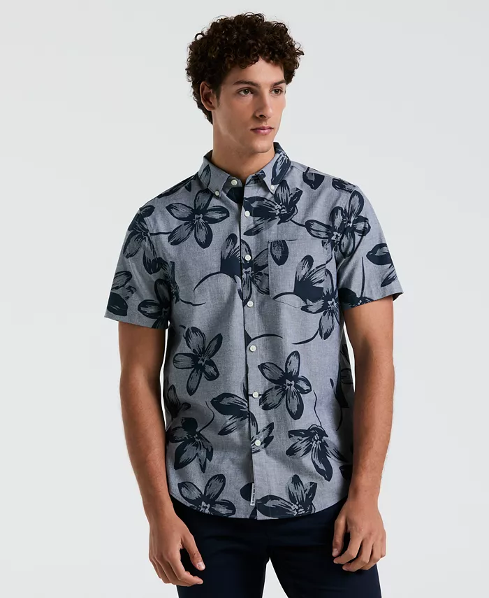 Мужская рубашка с коротким рукавом, приталенная, из шамбре, с цветочным принтом и застежкой на пуговицы Original Penguin, синий
Мужская рубашка с коротким рукавом, приталенная, из шамбре, с цветочным принтом и застежкой на пуговицы Original Penguin, синий
