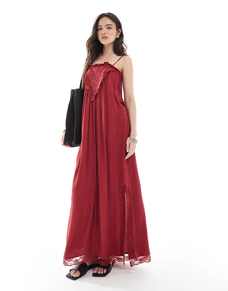 Длинное платье-комбинация Miss Selfridge с кружевными деталями красного цвета
Длинное платье-комбинация Miss Selfridge с кружевными деталями красного цвета