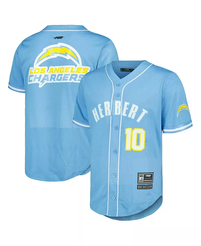 Мужская бейсбольная футболка Justin Herbert Powder Blue Los Angeles Chargers Mesh на пуговицах Pro Standard
Мужская бейсбольная футболка Justin Herbert Powder Blue Los Angeles Chargers Mesh на пуговицах Pro Standard