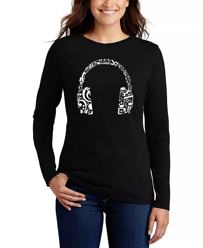 Женская футболка с длинным рукавом и надписью Word Art Music Note Headphones LA Pop Art, черный
Женская футболка с длинным рукавом и надписью Word Art Music Note Headphones LA Pop Art, черный