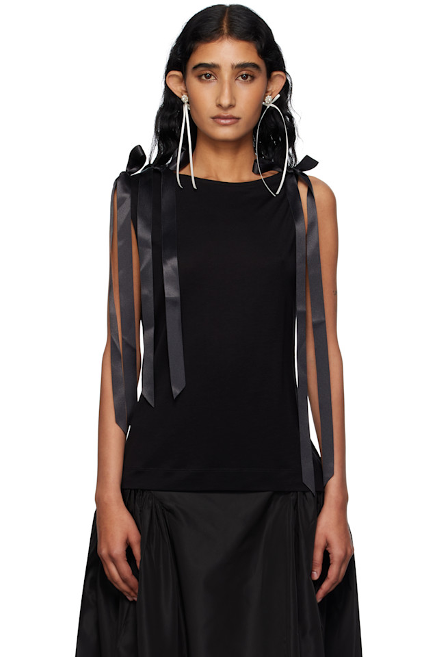 Топ-майка с бантом и разрезом сзади Simone Rocha, черный
Топ-майка с бантом и разрезом сзади Simone Rocha, черный