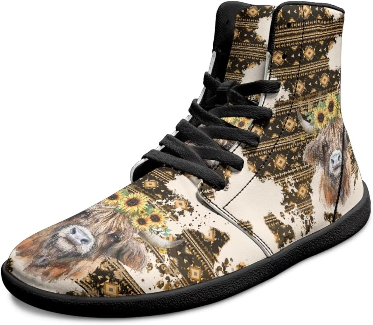 Мужские туфли с высоким верхом, широким носком, шнуровкой, противоскользящие кроссовки с нулевым уклоном для ходьбы и бега Xixirimido, Aztec Highland Cow Sunflower
Мужские туфли с высоким верхом, широким носком, шнуровкой, противоскользящие кроссовки с нулевым уклоном для ходьбы и бега Xixirimido, Aztec Highland Cow Sunflower