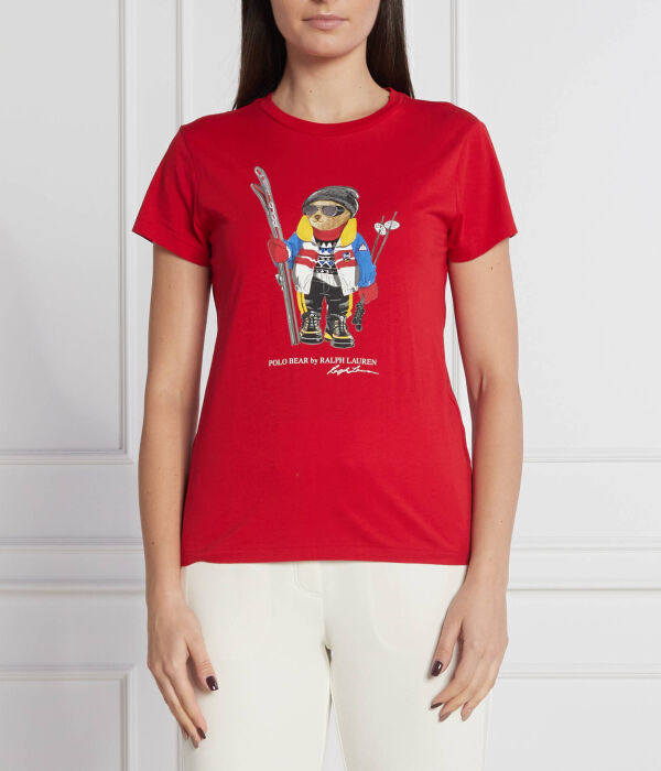 Футболка женская Polo Ralph Lauren облегающего кроя с принтом медведя, красный
Футболка женская Polo Ralph Lauren облегающего кроя с принтом медведя, красный