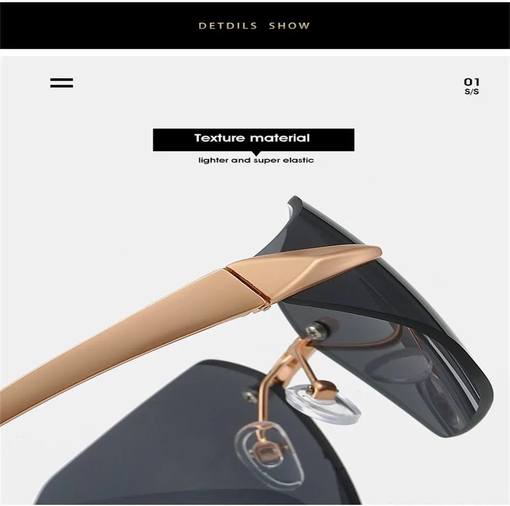 Женские солнцезащитные очки Y2k без оправы, стильные черные солнцезащитные очки с обтекаемой формой, мужские очки в металлической оправе KTUCN, Gold Black
Женские солнцезащитные очки Y2k без оправы, стильные черные солнцезащитные очки с обтекаемой формой, мужские очки в металлической оправе KTUCN, Gold Black