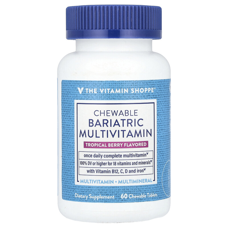 The Vitamin Shoppe, Жевательные бариатрические мультивитамины, тропические ягоды, 60 жевательных таблеток
The Vitamin Shoppe, Жевательные бариатрические мультивитамины, тропические ягоды, 60 жевательных таблеток