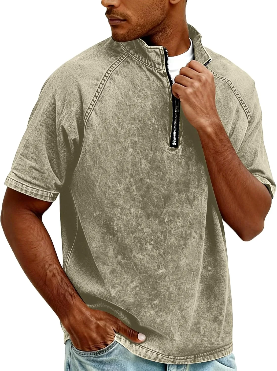 Мужская футболка-поло с коротким рукавом и полумолнией
Мужская футболка-поло с коротким рукавом и полумолнией