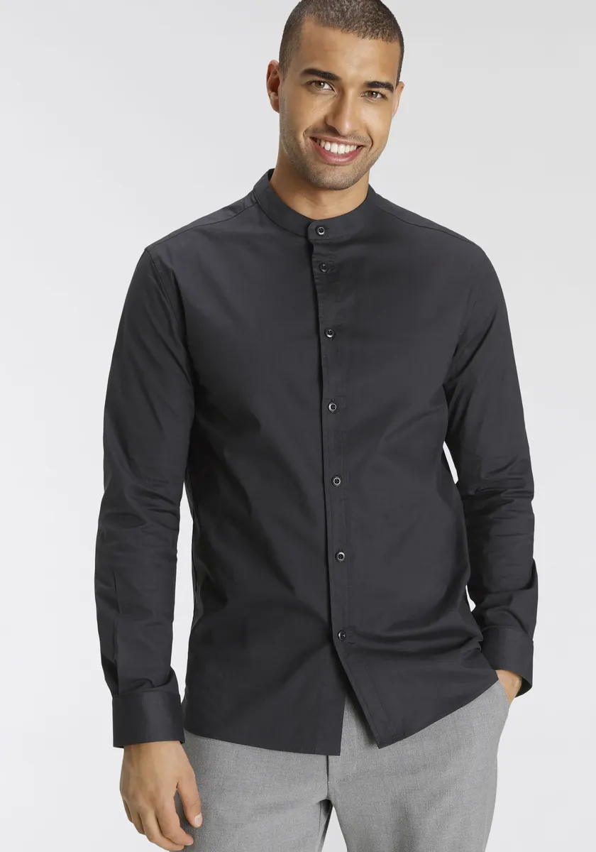 Рубашка Bruno Banani с длинными рукавами и воротником стойкой, антрацит
Рубашка Bruno Banani с длинными рукавами и воротником стойкой, антрацит