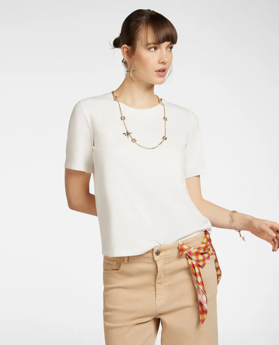 Женская футболка с коротким рукавом и воротником Elena Miró, белый
Женская футболка с коротким рукавом и воротником Elena Miró, белый