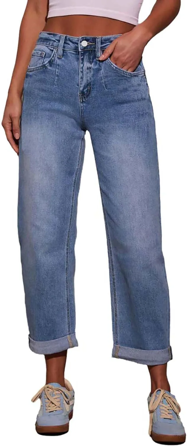 Женские джинсы бойфренды с высокой талией, прямые, с манжетами QLAUYIOE
Женские джинсы бойфренды с высокой талией, прямые, с манжетами QLAUYIOE