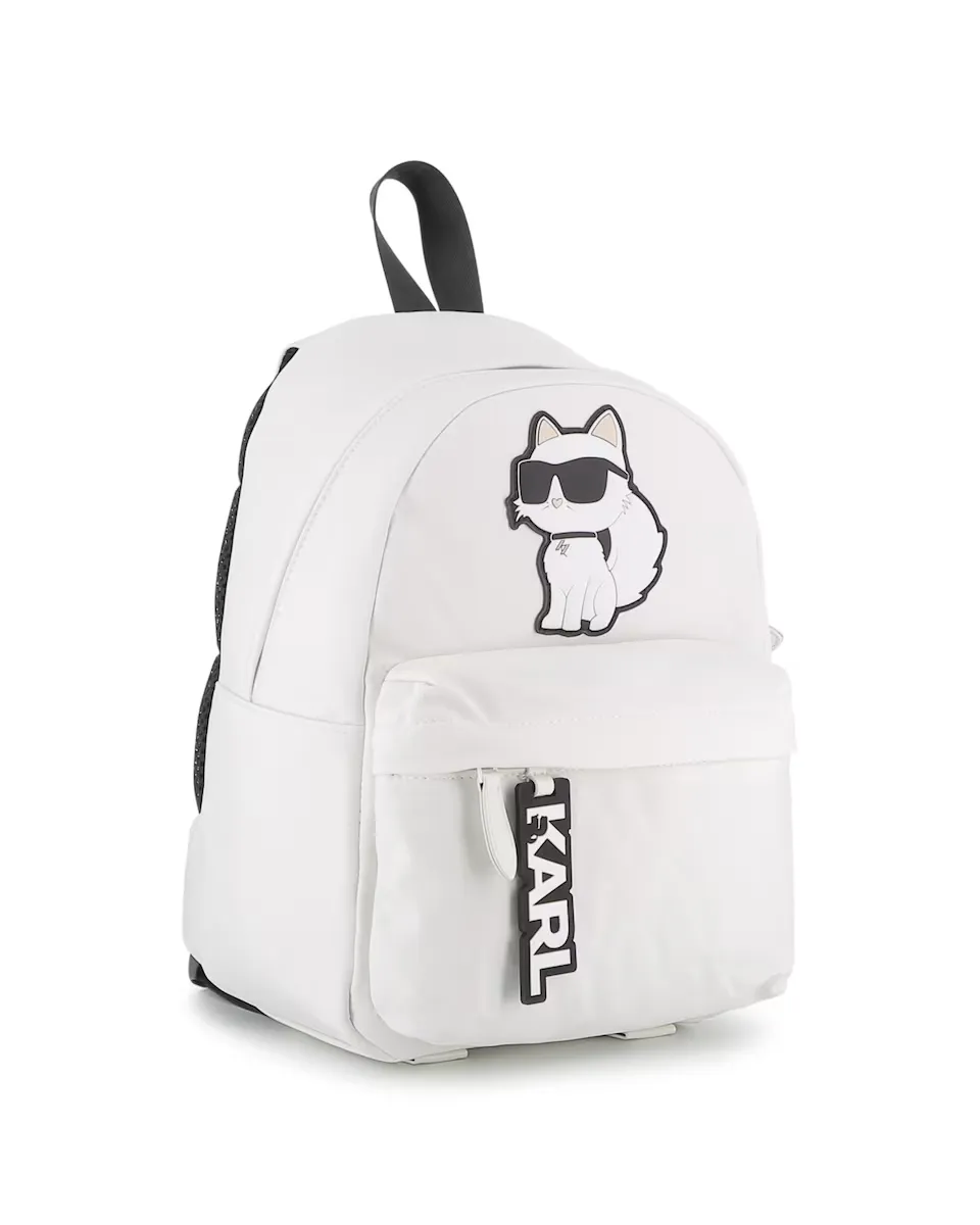 Белый полиуретановый рюкзак для девочки Karl Lagerfeld Kids
Белый полиуретановый рюкзак для девочки Karl Lagerfeld Kids