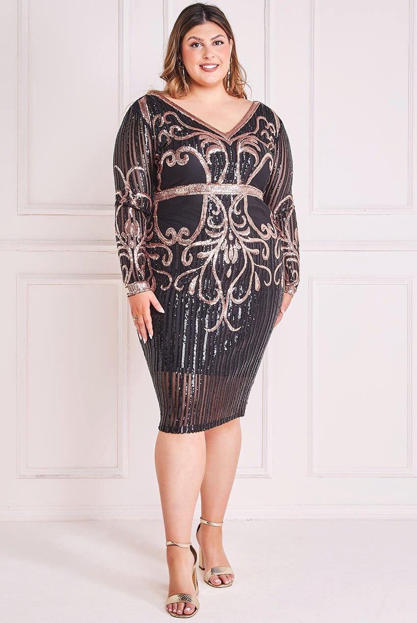 Сетка с пайетками и V-образным вырезом миди Goddiva, черный
Сетка с пайетками и V-образным вырезом миди Goddiva, черный