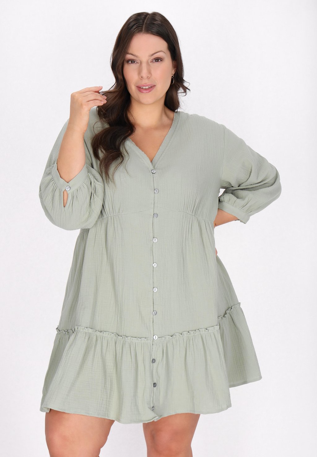 Платье-рубашка PLUS SIZE usha, зеленый 
Платье-рубашка PLUS SIZE usha, зеленый