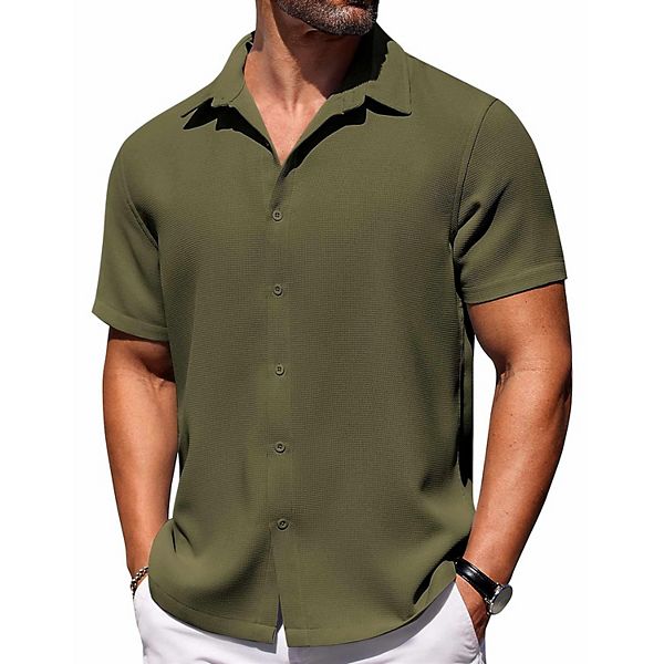 Мужская летняя льняная рубашка с коротким рукавом без глажки Coofandy, Army Green
Мужская летняя льняная рубашка с коротким рукавом без глажки Coofandy, Army Green