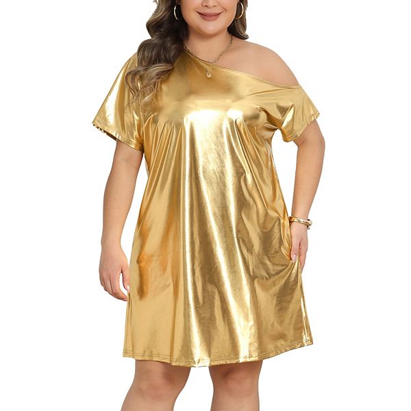 Женское платье-футболка plus size metallic off the shoulder clubwear с голографическим эффектом Agnes Orinda, Gold
Женское платье-футболка plus size metallic off the shoulder clubwear с голографическим эффектом Agnes Orinda, Gold