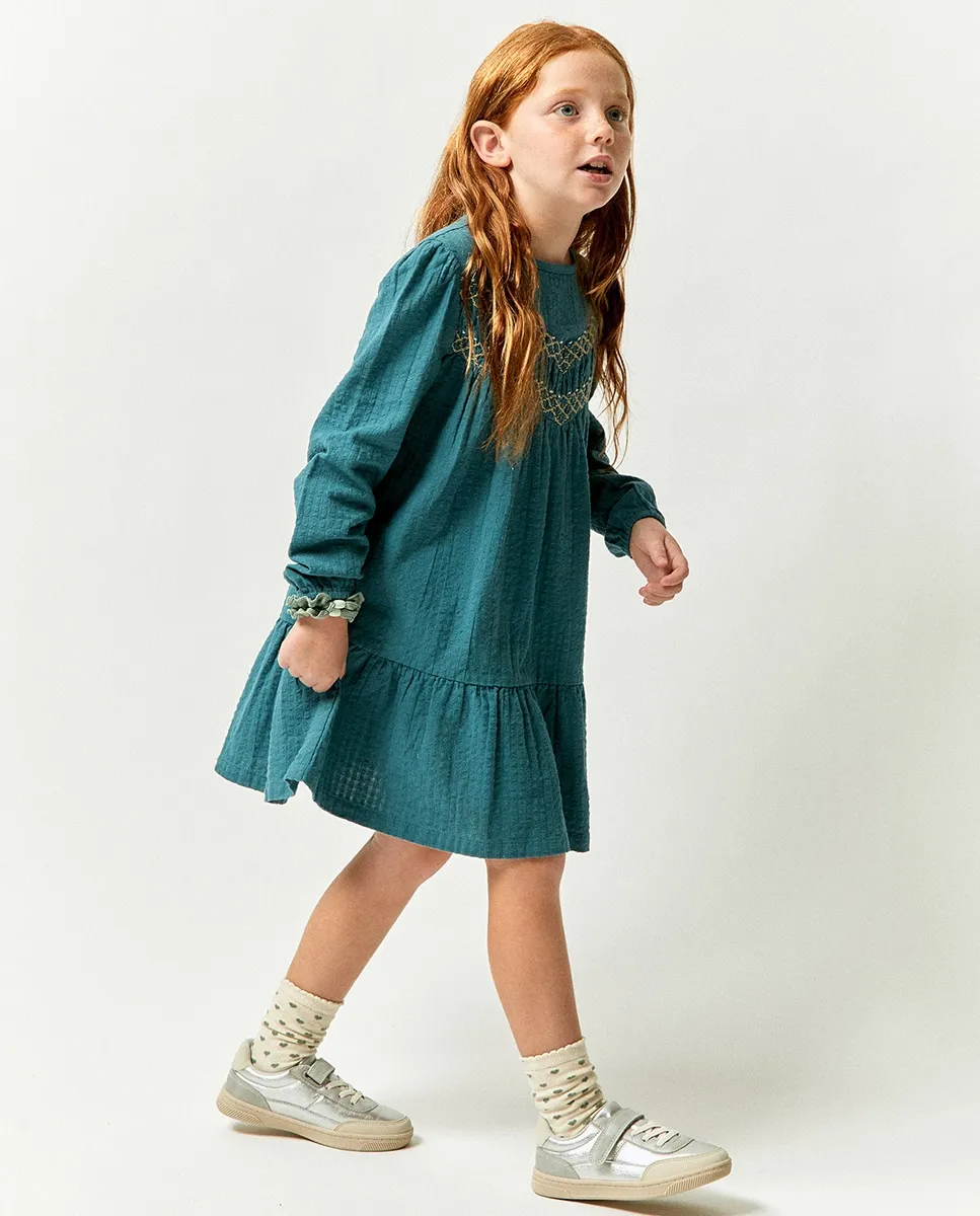 Платье с вышивкой на добби Sfera, синий
Платье с вышивкой на добби Sfera, синий