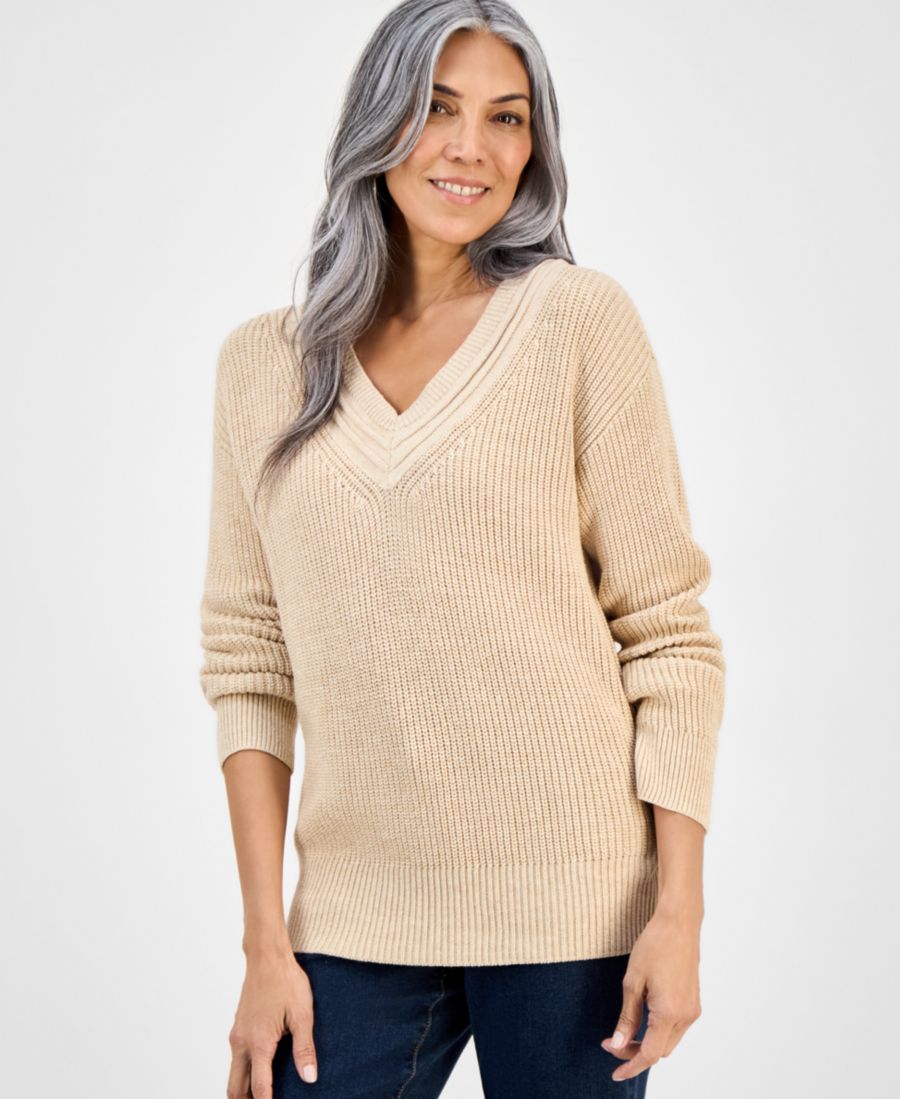 Укороченный свитер с V-образным вырезом и фактурной строчкой, эксклюзивно для Macy's Style & Co, Sandstone Hthr
Укороченный свитер с V-образным вырезом и фактурной строчкой, эксклюзивно для Macy's Style & Co, Sandstone Hthr