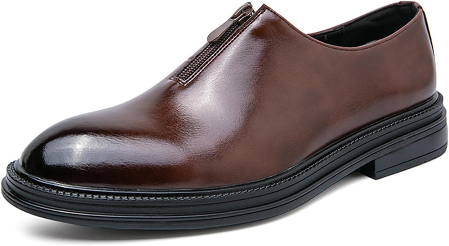 Мужские кожаные туфли с низким каблуком без шнурков, стиль Оксфорд, модный круглый носок, легкие, с нескользящей подошвой, застежкой-молнией, повседневные лоферы для вождения и работы в офисе Faglkak, коричневый
Мужские кожаные туфли с низким каблуком без шнурков, стиль Оксфорд, модный круглый носок, легкие, с нескользящей подошвой, застежкой-молнией, повседневные лоферы для вождения и работы в офисе Faglkak, коричневый
