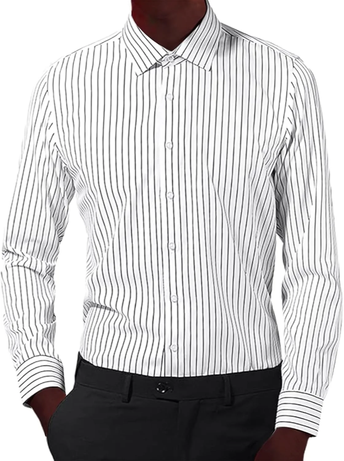 Мужская рубашка в полоску с длинным рукавом и лацканом
Мужская рубашка в полоску с длинным рукавом и лацканом