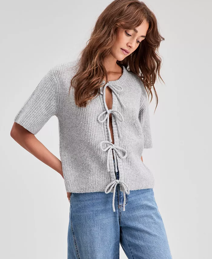 Женский короткий кардиган с запахом And Now This, серебро
Женский короткий кардиган с запахом And Now This, серебро