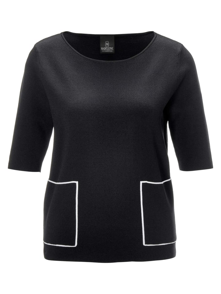 MADELEINE Элегантный пуловер из вискозы с круглым вырезом, черно-белый
MADELEINE Элегантный пуловер из вискозы с круглым вырезом, черно-белый