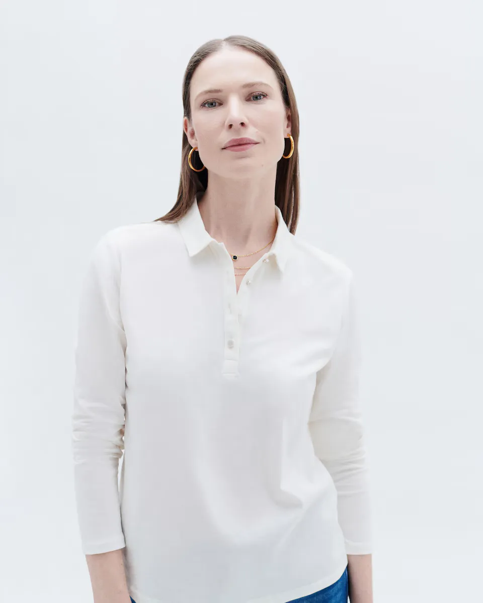 Женская футболка с воротником-поло и длинными рукавами Caroll, цвет Crudo 
Женская футболка с воротником-поло и длинными рукавами Caroll, цвет Crudo