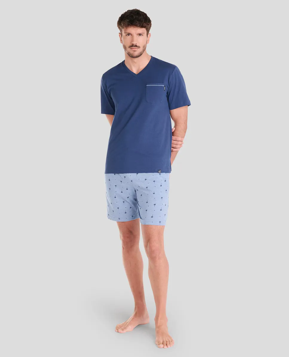 Мужская короткая пижама с принтом Lohe, темно-синий
Мужская короткая пижама с принтом Lohe, темно-синий