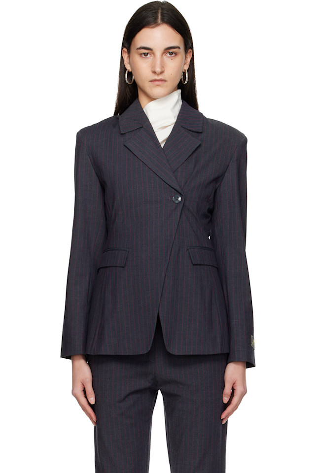 Ganni Серый пиджак в тонкую полоску
Ganni Серый пиджак в тонкую полоску