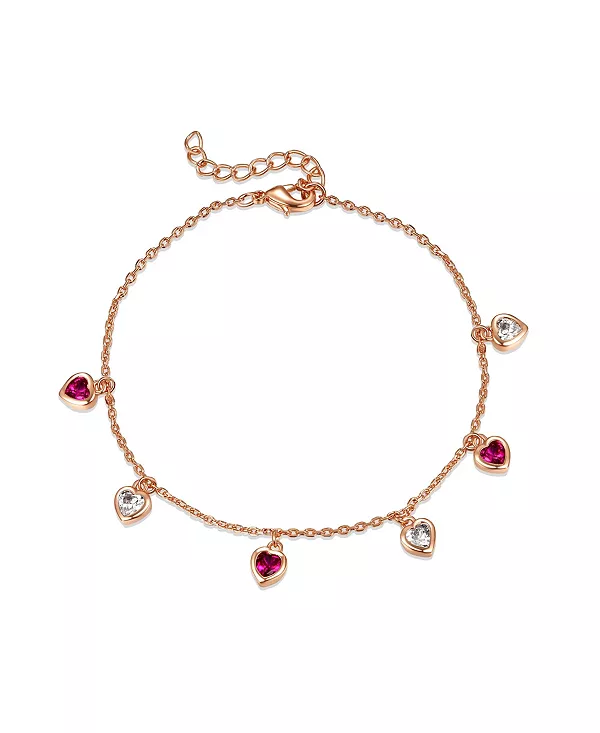 Браслет с подвеской в форме сердца, покрытый розовым золотом 18 карат и украшенный красными и белыми кубическими цирконами, регулируемый Gigigirl, red
Браслет с подвеской в форме сердца, покрытый розовым золотом 18 карат и украшенный красными и белыми кубическими цирконами, регулируемый Gigigirl, red