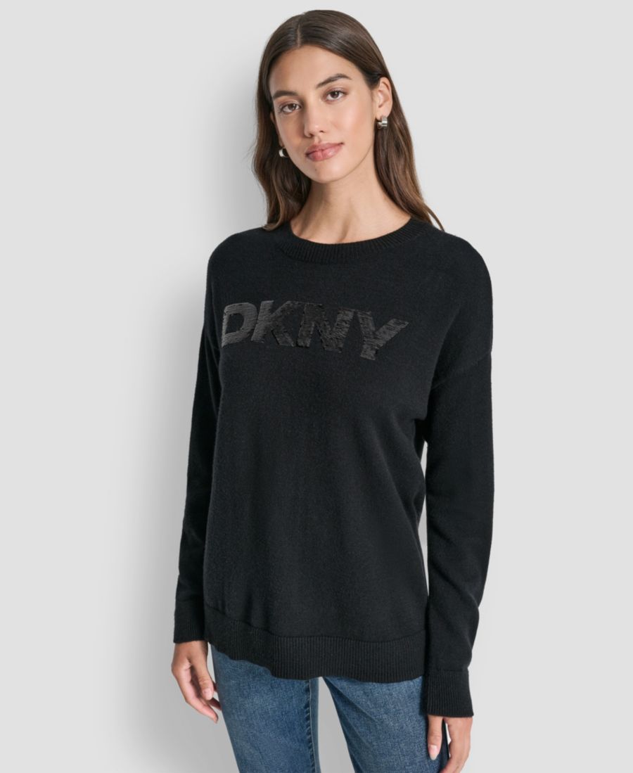 Женский свитер с длинными рукавами и логотипом, украшенный пайетками DKNY Jeans, Black/antique Black
Женский свитер с длинными рукавами и логотипом, украшенный пайетками DKNY Jeans, Black/antique Black