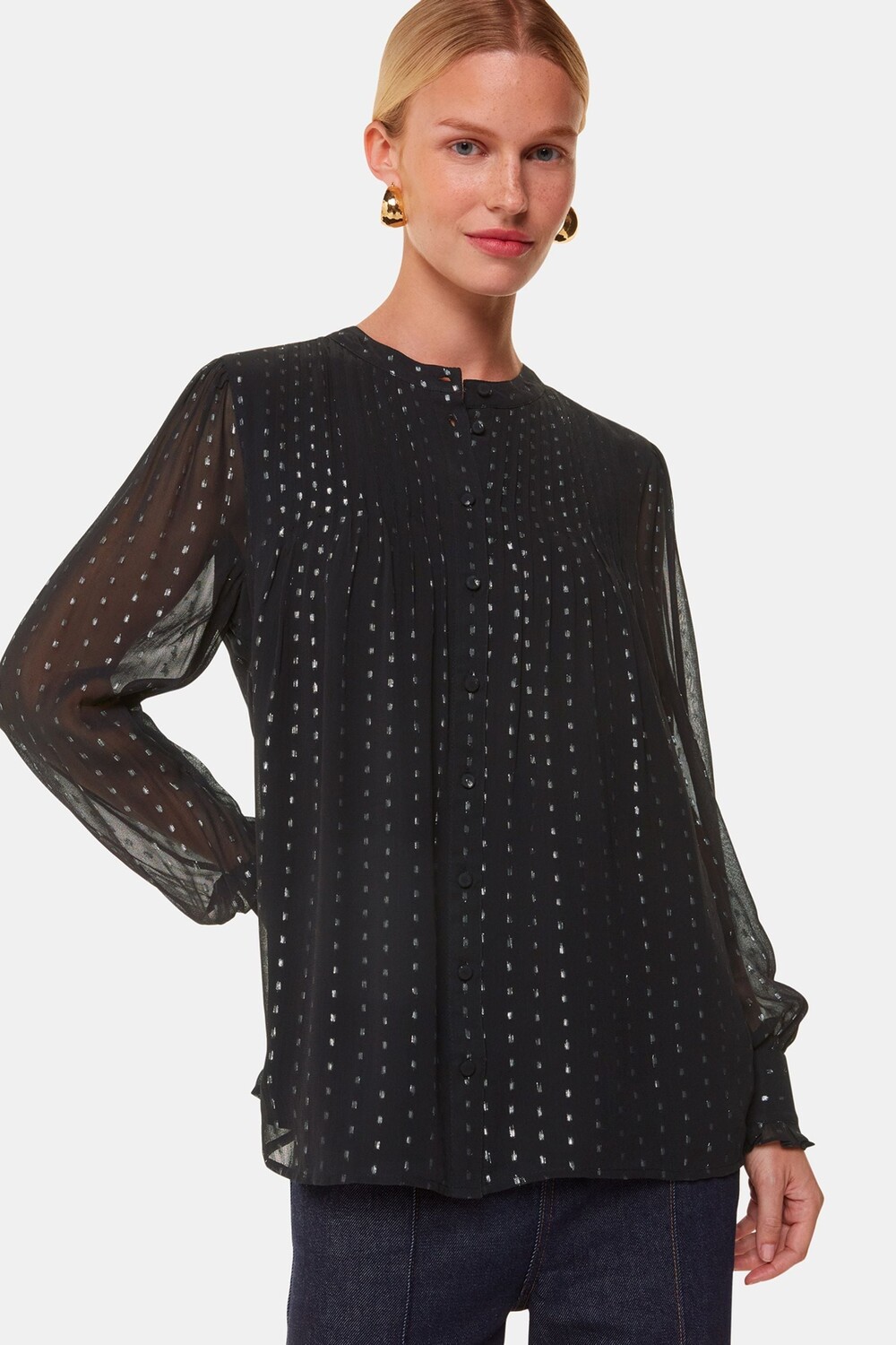 Блузка с металлическими полосками Whistles, черный
Блузка с металлическими полосками Whistles, черный