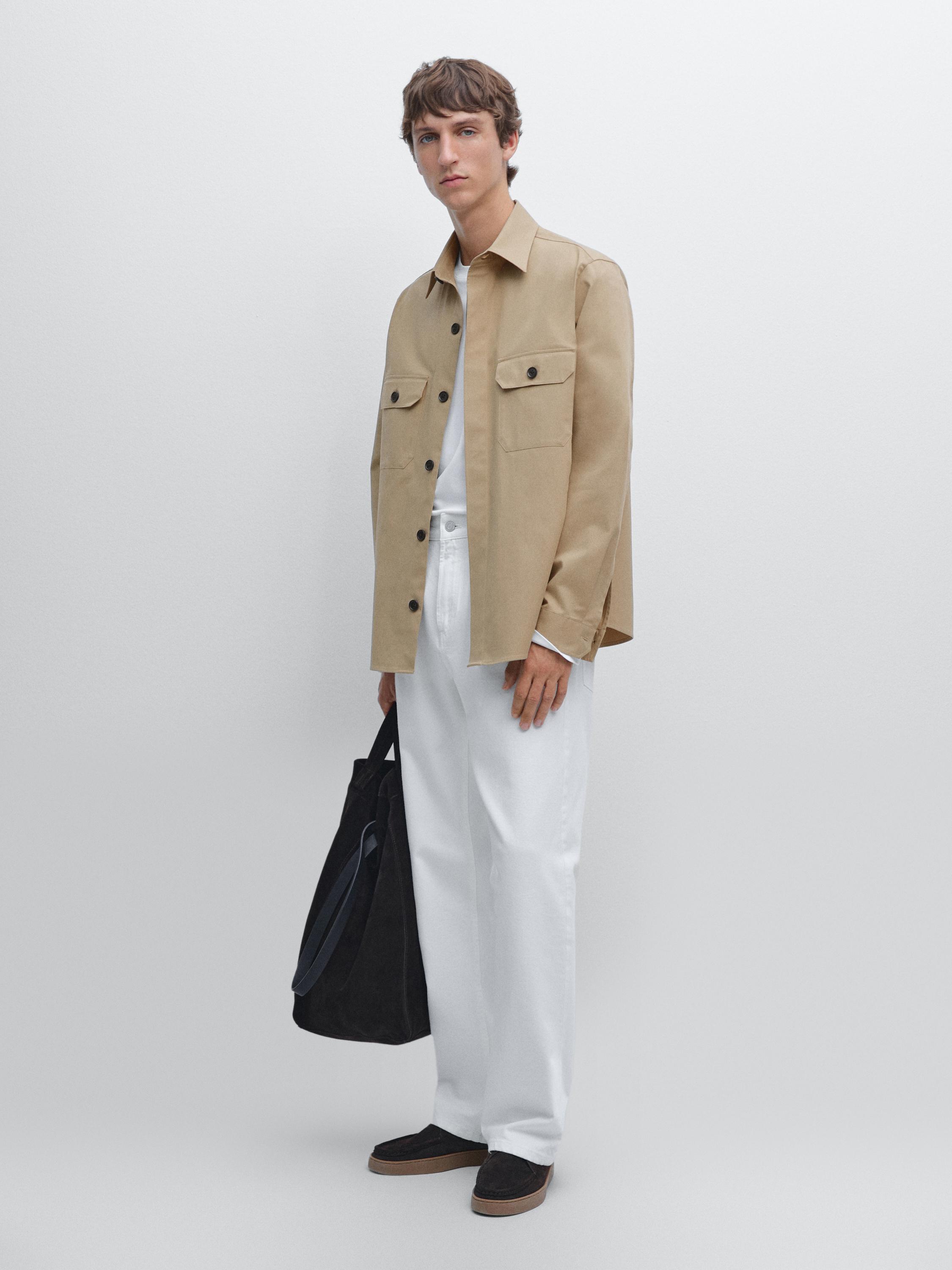 Верхняя рубашка из хлопковой смесовой ткани с карманами Massimo Dutti, бежевый
Верхняя рубашка из хлопковой смесовой ткани с карманами Massimo Dutti, бежевый