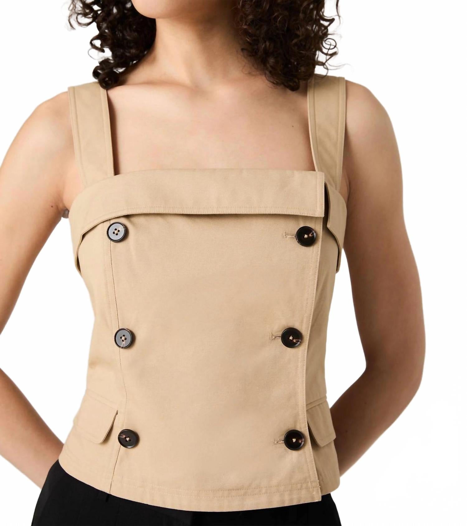 Бежевый топ-тренч с квадратным вырезом French Connection, бежевый
Бежевый топ-тренч с квадратным вырезом French Connection, бежевый