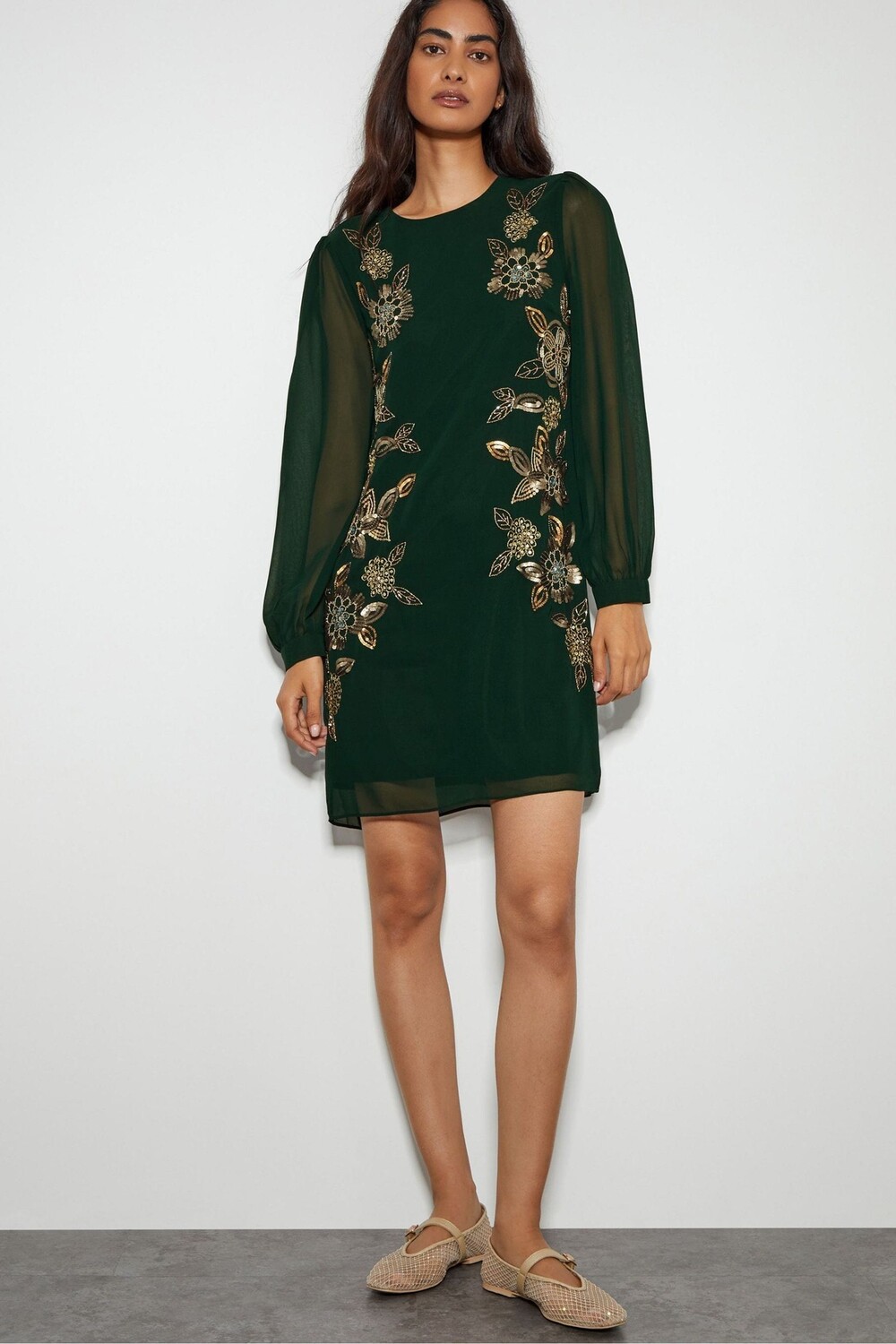 Платье туника Эмма с декором Monsoon, зеленый 
Платье туника Эмма с декором Monsoon, зеленый