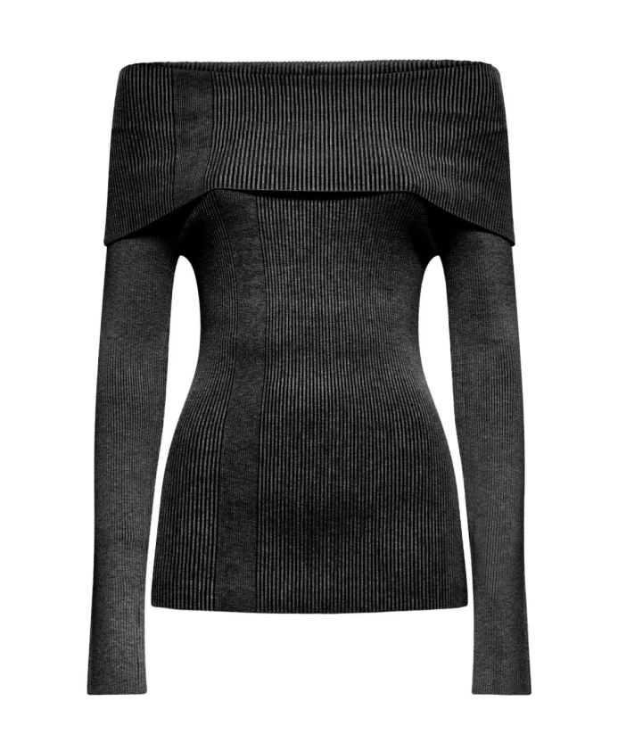 Вязаный топ в рубчик с открытыми плечами Silvian Heach, черный
Вязаный топ в рубчик с открытыми плечами Silvian Heach, черный