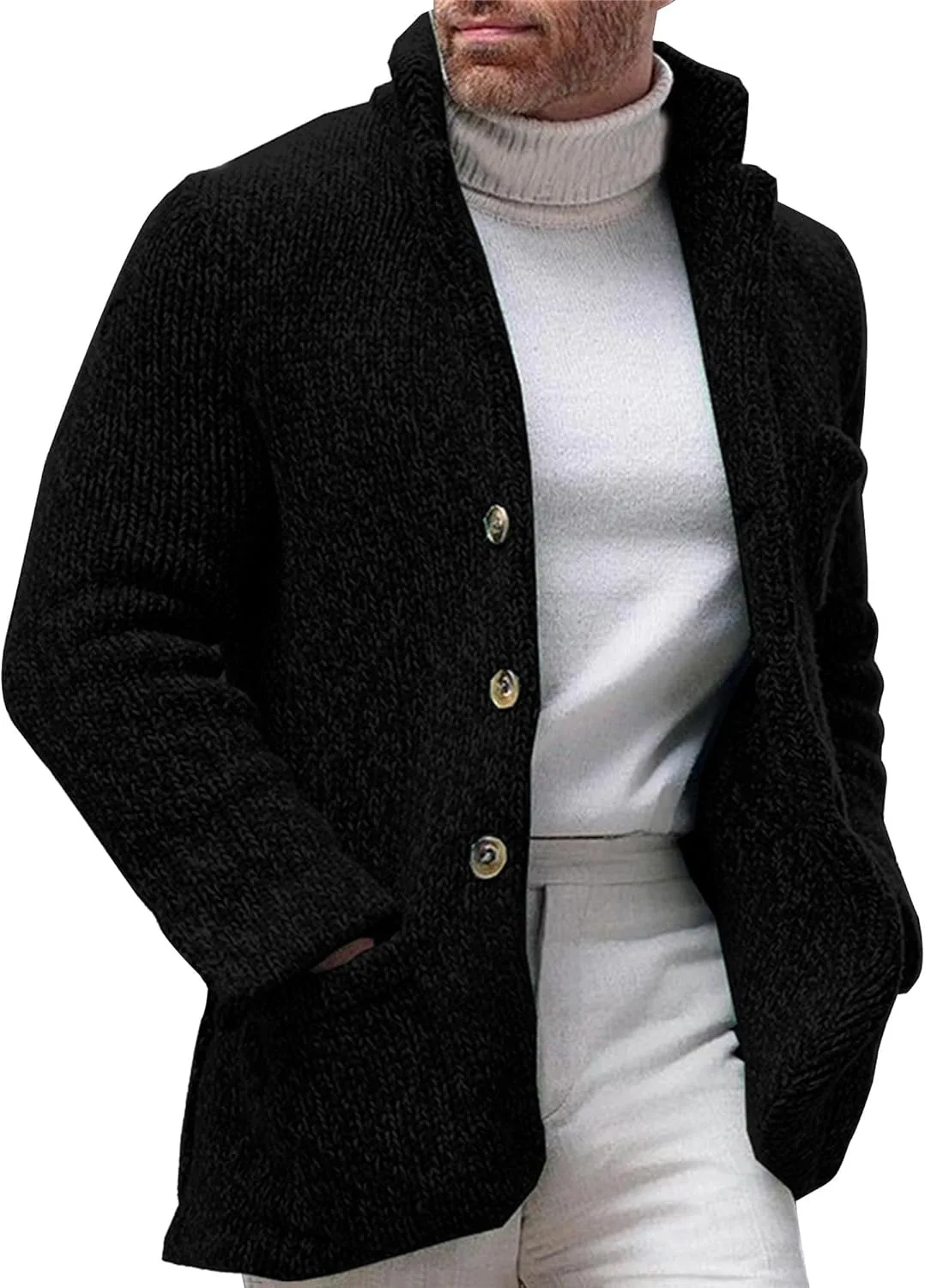 Кардиган мужской из шерстяной смеси с карманами, свободный крой SWJGLITTR
Кардиган мужской из шерстяной смеси с карманами, свободный крой SWJGLITTR