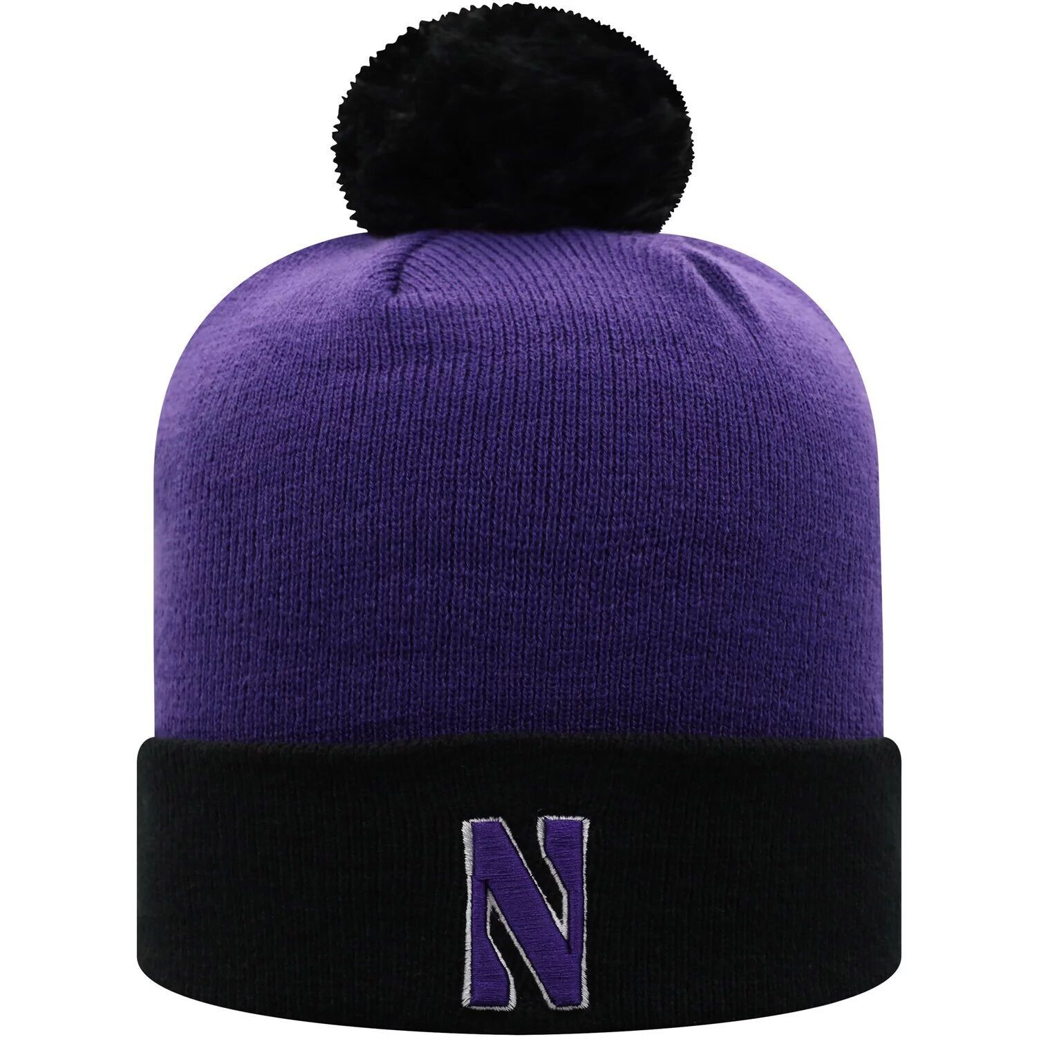 Мужская двухцветная вязаная шапка Top of the World фиолетового/черного цвета Northwestern Wildcats Core с манжетами и помпоном 
Мужская двухцветная вязаная шапка Top of the World фиолетового/черного цвета Northwestern Wildcats Core с манжетами и помпоном
