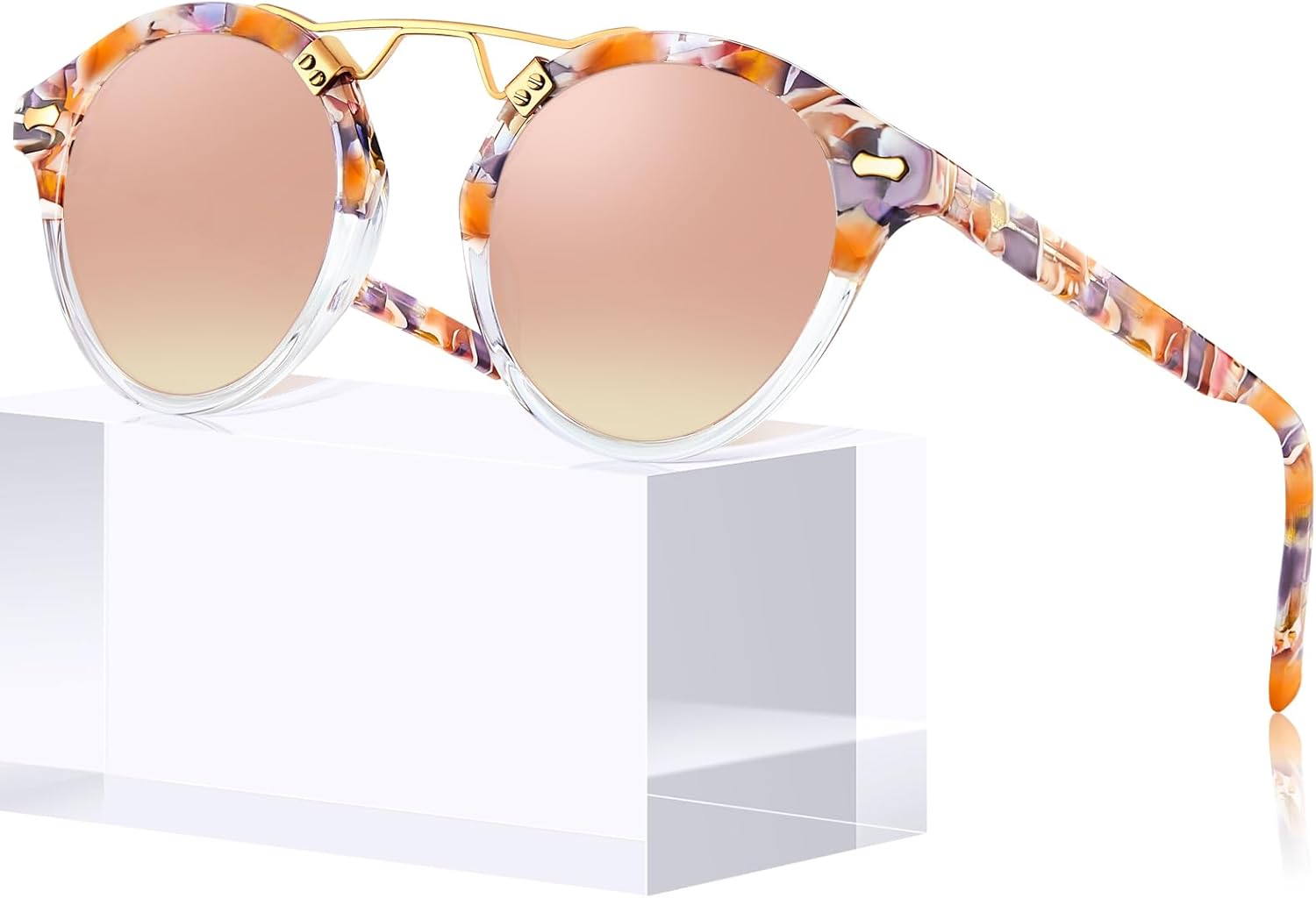 Солнцезащитные очки CARFIA Small Face Acetate Polarized Sunglasses для женщин с защитой от УФ-излучения, в стиле ретро, с двойной перемычкой и металлическими оправами, круглые, 8-5. Pink White Tortoise Frame Pink Mirrored
Солнцезащитные очки CARFIA Small Face Acetate Polarized Sunglasses для женщин с защитой от УФ-излучения, в стиле ретро, с двойной перемычкой и металлическими оправами, круглые, 8-5. Pink White Tortoise Frame Pink Mirrored