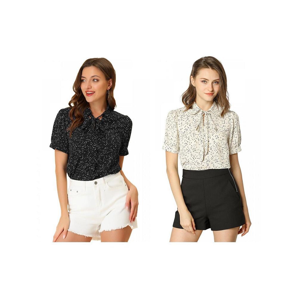 Набор из 2 женских блузок в горошек в стиле ретро, шифоновые блузки с воротником Питера Пэна и галстуком-бабочкой ALLEGRA K, цвет Cream White Black
Набор из 2 женских блузок в горошек в стиле ретро, шифоновые блузки с воротником Питера Пэна и галстуком-бабочкой ALLEGRA K, цвет Cream White Black
