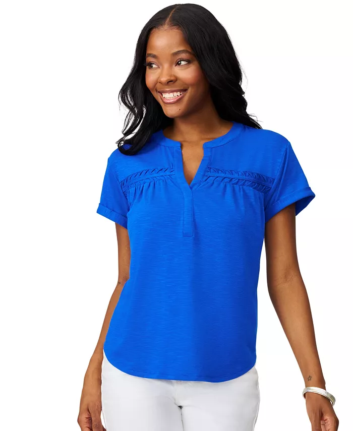 Женский топ с коротким рукавом и сборчатыми деталями Cable & Gauge, синий
Женский топ с коротким рукавом и сборчатыми деталями Cable & Gauge, синий