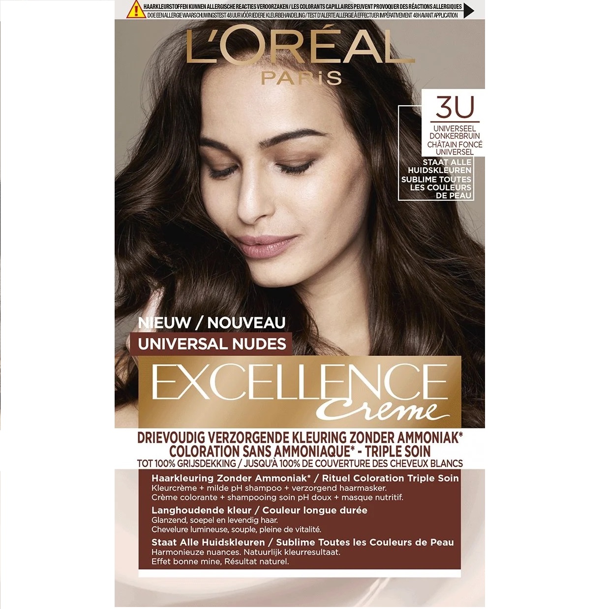 Краска для волос L'Oreal Paris Excellence Creme Universal Nudes, 3U dark brown
Краска для волос L'Oreal Paris Excellence Creme Universal Nudes, 3U dark brown