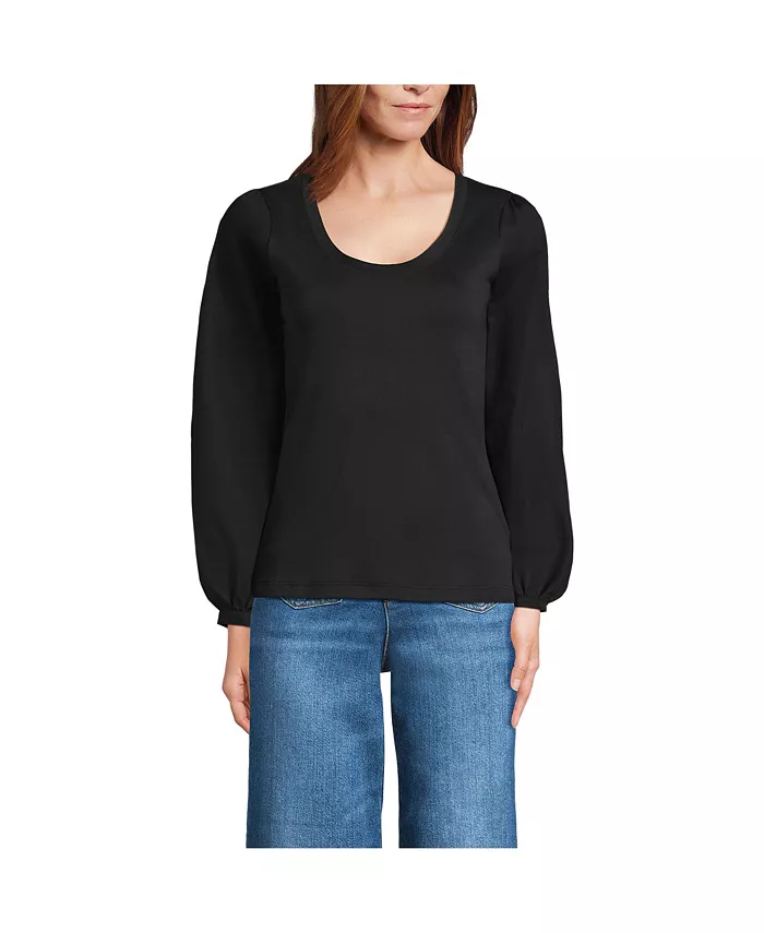 Женский топ-блузон Supima Interlock с круглым вырезом и рукавами Lands' End, черный
Женский топ-блузон Supima Interlock с круглым вырезом и рукавами Lands' End, черный