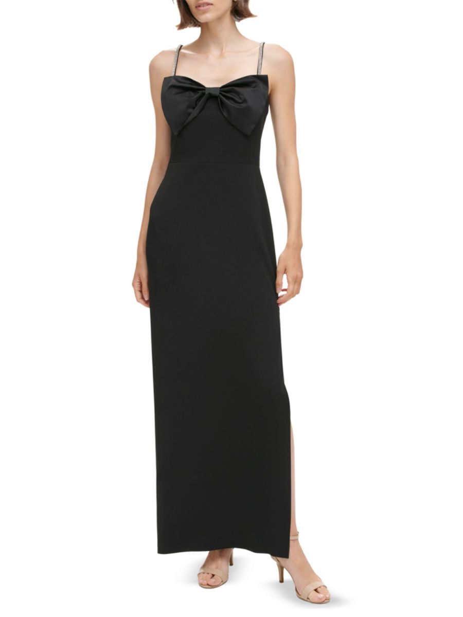 Креповое платье с бантом спереди и декорированными бретелями Eliza J, черный
Креповое платье с бантом спереди и декорированными бретелями Eliza J, черный