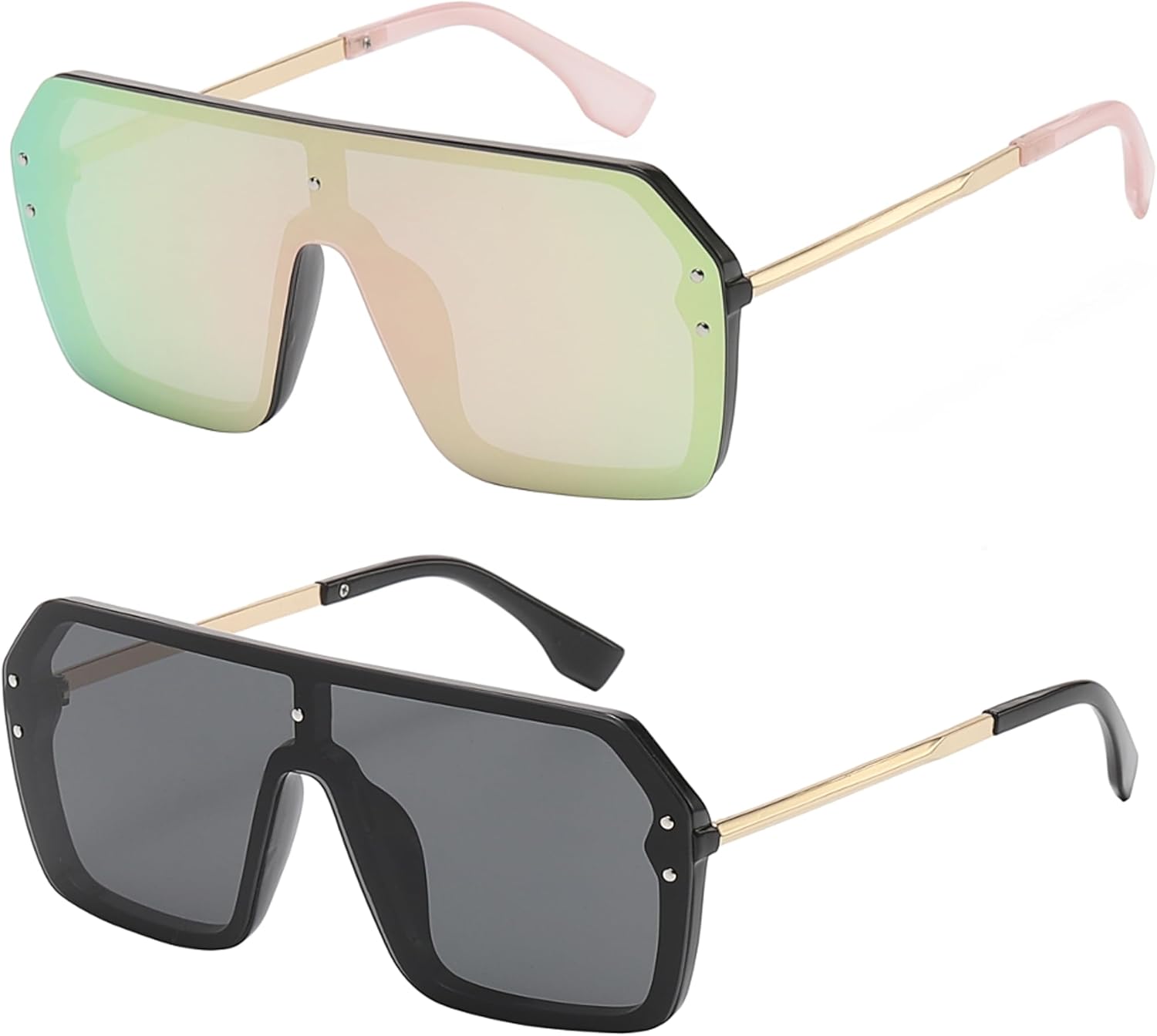 Солнцезащитные очки OWL увеличенного размера для женщин и мужчин | Линзы UV400 | Модные цельные очки с плоским зеркальным верхом и без оправы | Комплект из 2 штук, Pink, Black
Солнцезащитные очки OWL увеличенного размера для женщин и мужчин | Линзы UV400 | Модные цельные очки с плоским зеркальным верхом и без оправы | Комплект из 2 штук, Pink, Black