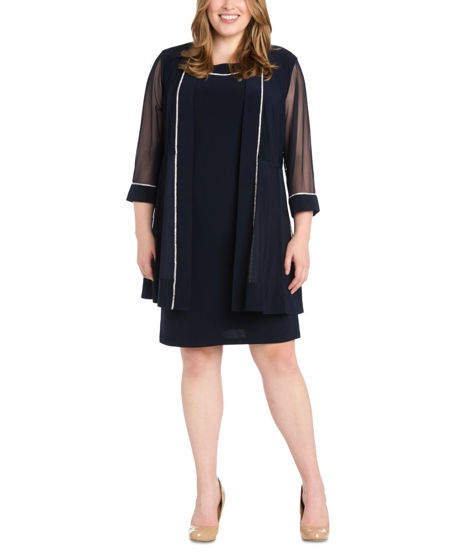 Жакет и платье-футляр больших размеров с отделкой стразами R & M Richards, Navy
Жакет и платье-футляр больших размеров с отделкой стразами R & M Richards, Navy